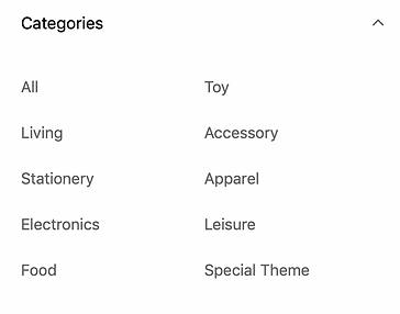 les catégorie sur kakao store en ligne